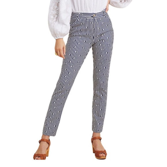 Anthropologie Pants - Anthropologie Hei Hei Blue White Striped The‎ Essential Slim Trousers Bohemian 6